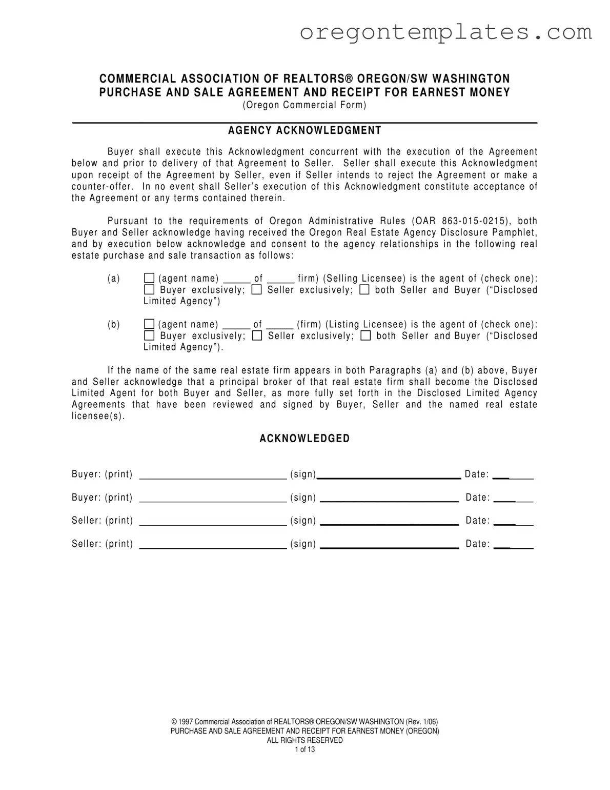 Money Agreement Oregon Template