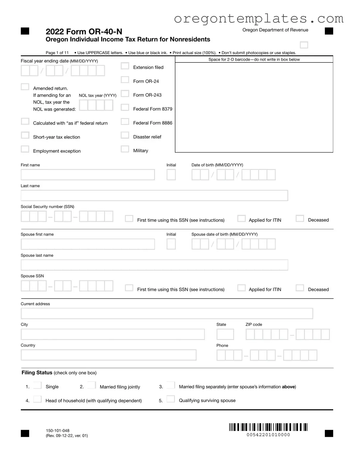 Oregon 40N Template