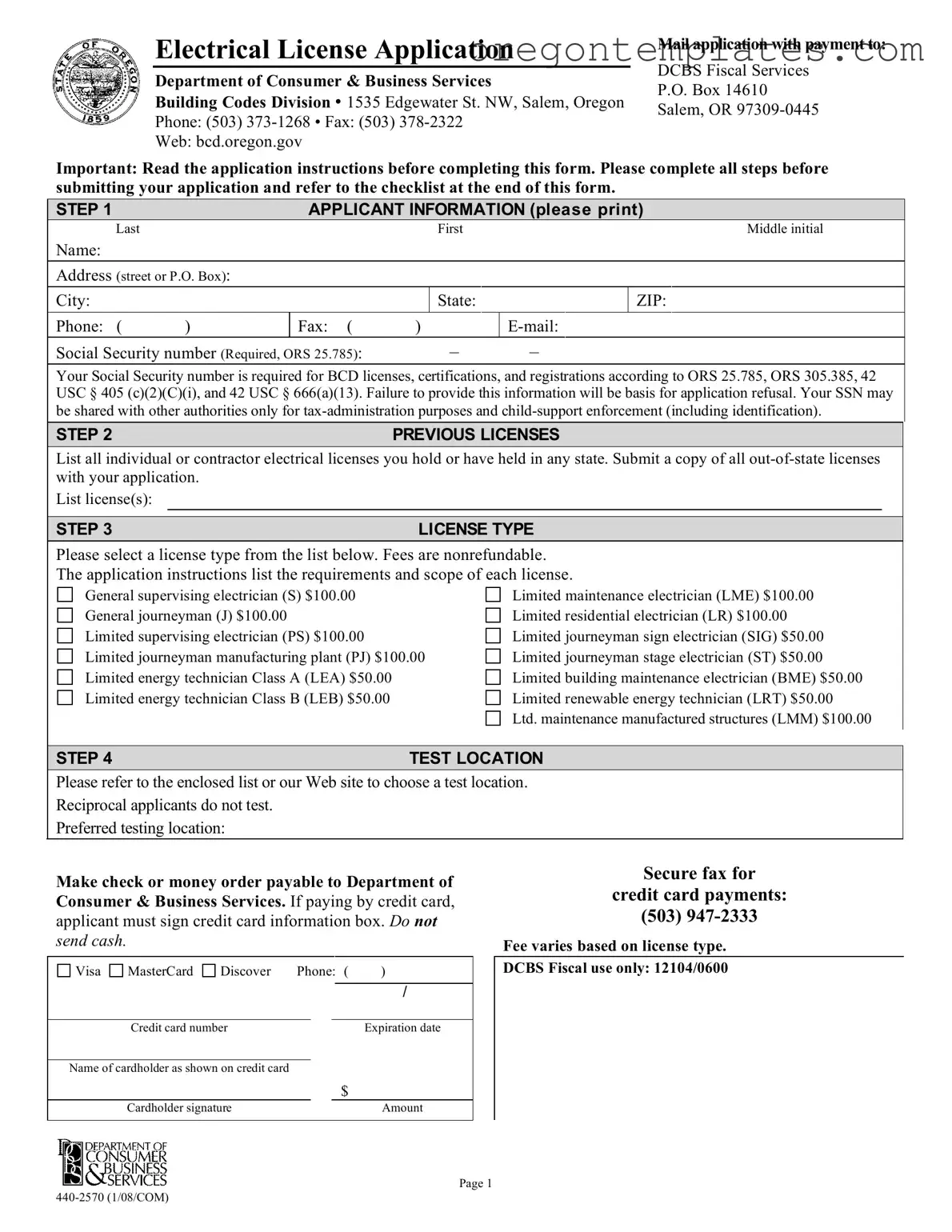Oregon 440 2570 Template
