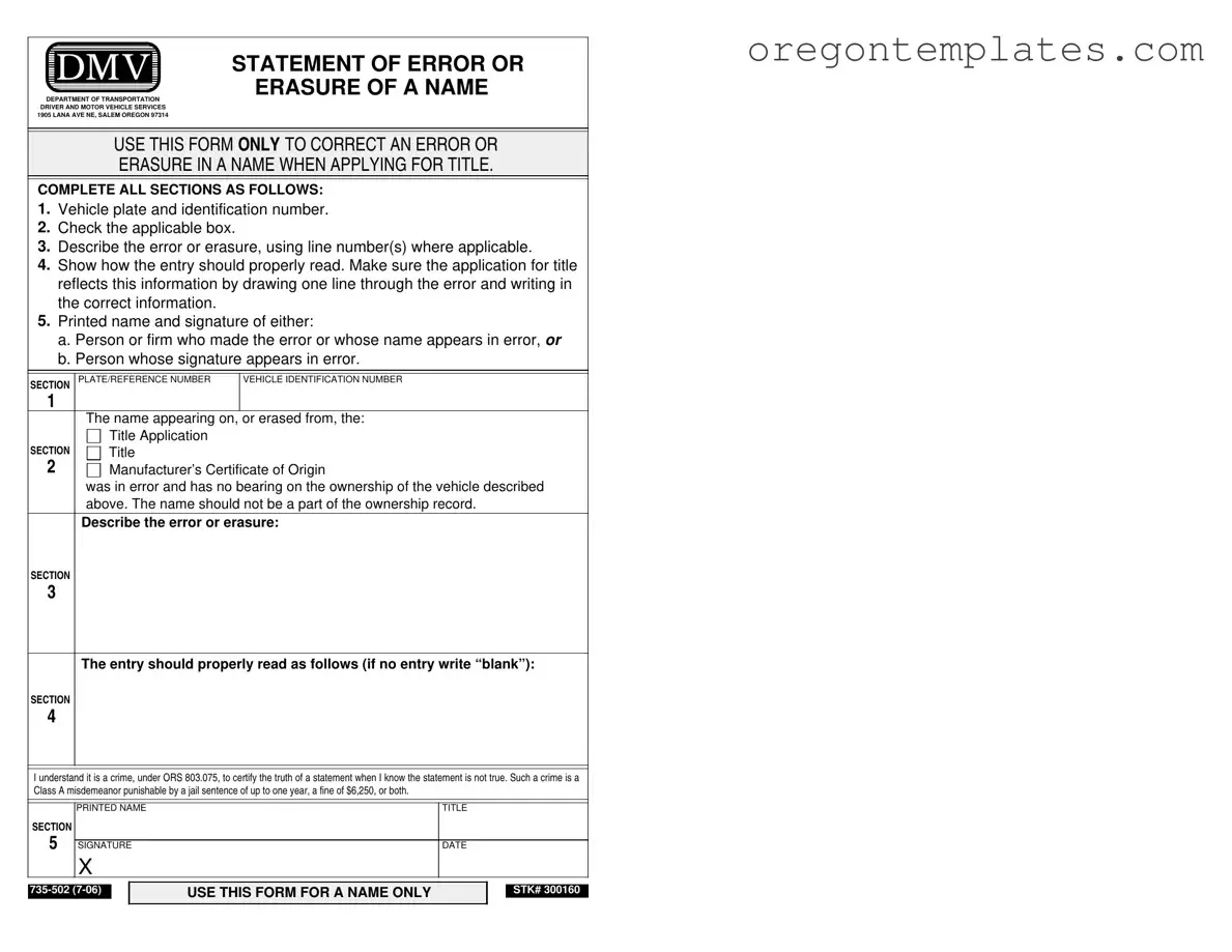 Oregon Dmv 735 502 Template