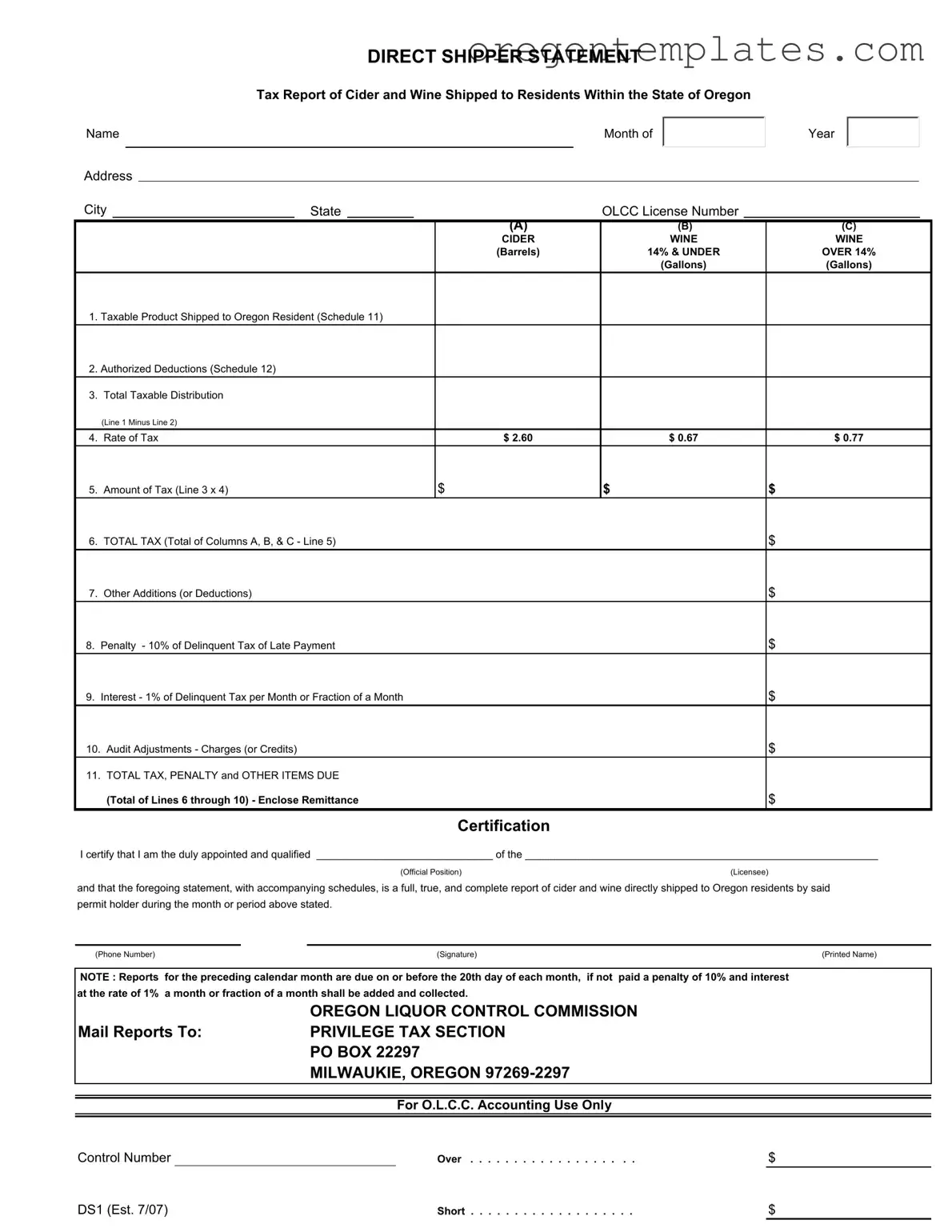 Oregon Ds1 Template All Oregon Forms