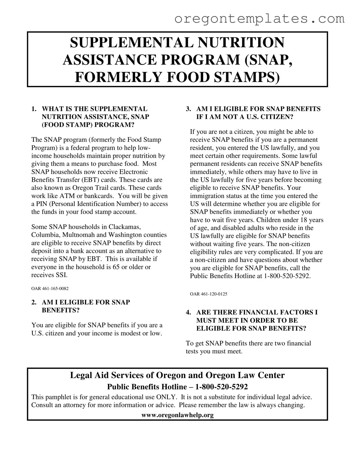 Oregon Snap Change Report Template