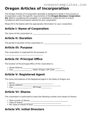 Blank Oregon Articles of Incorporation Form