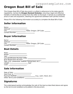 Blank Oregon Boat Bill of Sale Form