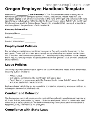 Blank Oregon Employee Handbook Form
