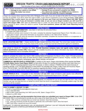 Oregon Dmv Accident Report Template