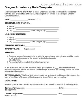 Blank Oregon Promissory Note Form