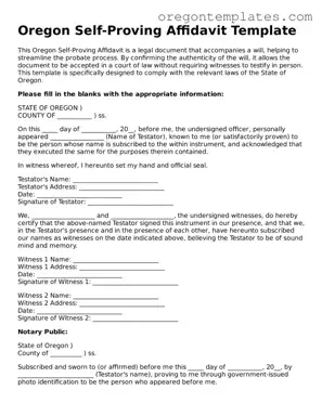 Blank Oregon Self-Proving Affidavit Form