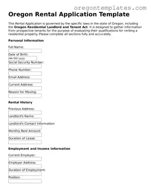 Blank Oregon Rental Application Form